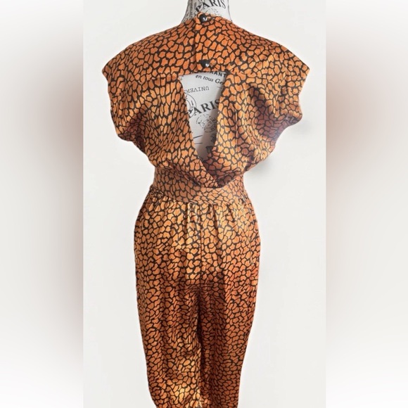 Vintage 70s 80s On The Rocks Animal Print Short Sleeve Belt Jumpsuit Romper - Picture 5 of 16